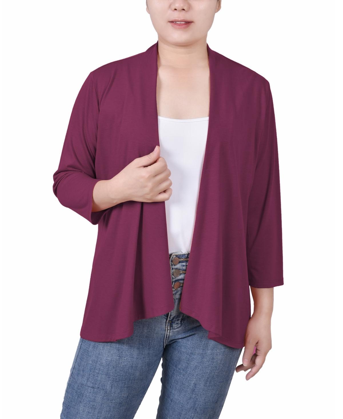 Womens 3/4 Sleeve Solid Cardigan Product Image