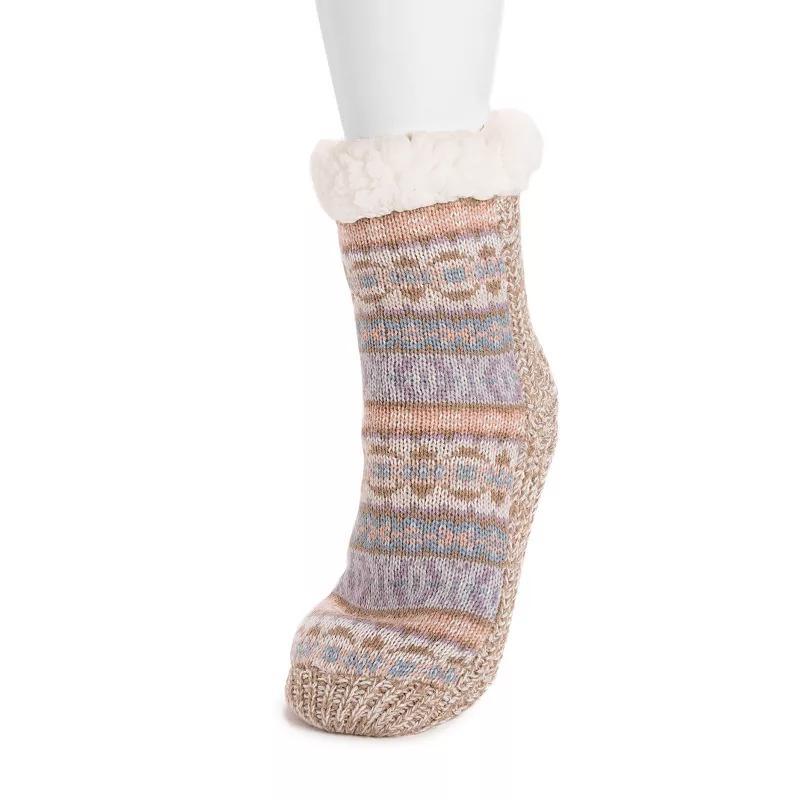 Womens MUK LUKS Fairisle Gripper Crew Socks Blue Blue Product Image