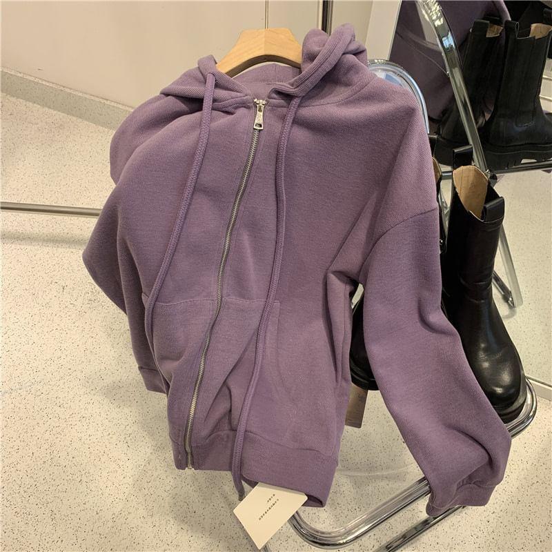 Plain Hooded Zip Jacket Product Image