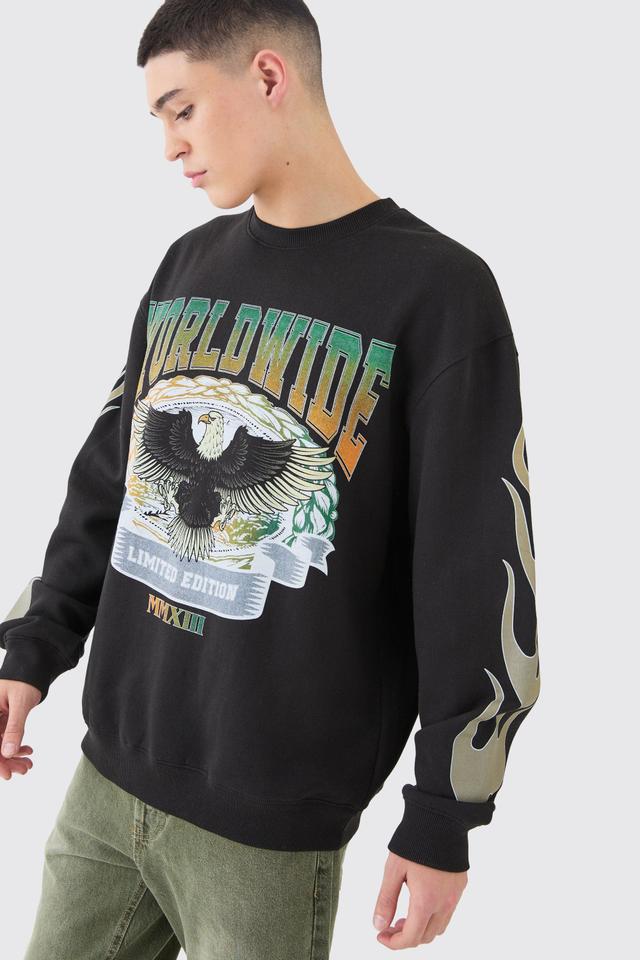 Oversized Eagle Graphic Sweatshirt | boohooMAN USA Product Image