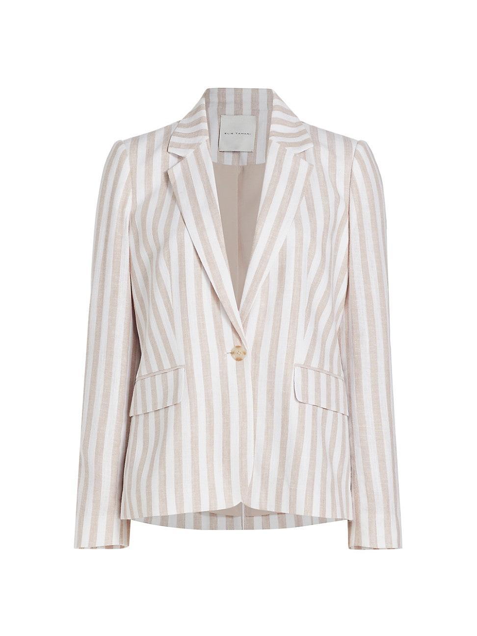 Womens Helena Striped Linen-Blend Blazer Product Image