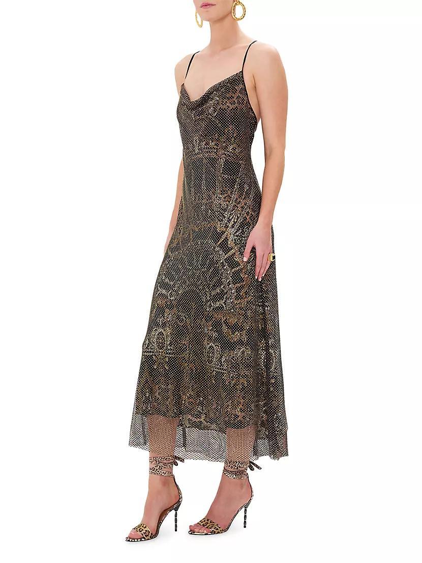 Charmeuse & Crystal Mesh Midi-Dress Product Image