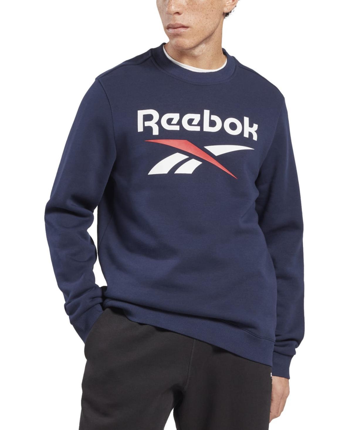 Reebok Mens Identity Fleece Stacked Logo Crew Sweatshirt - Black Product Image