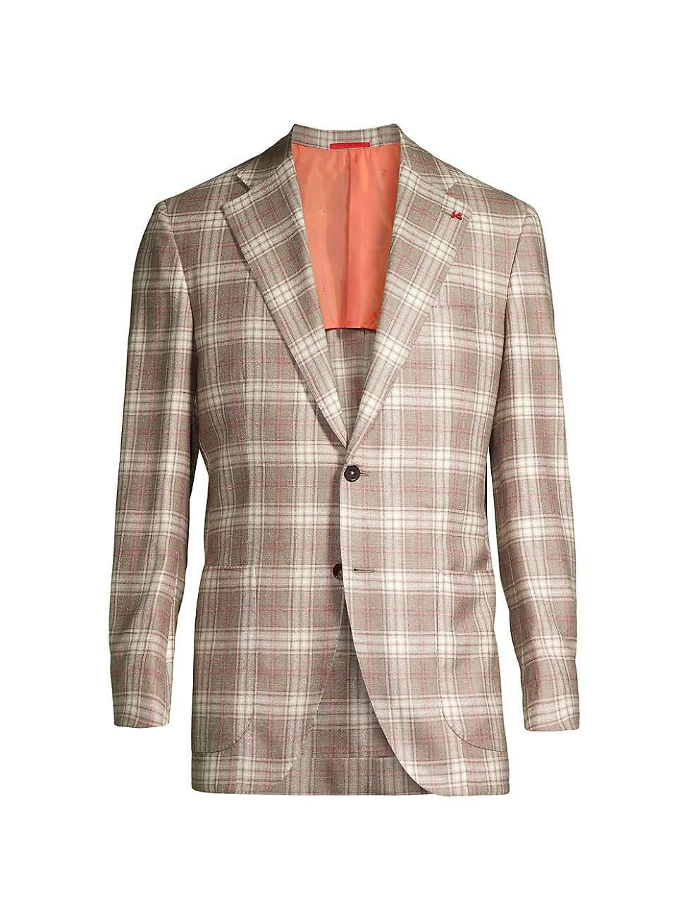 Mens Plaid Silk & Cashmere Two-Button Sport Jacket Product Image