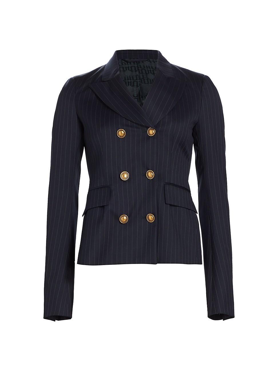 Womens Pinstripe Double-Breasted Blazer Product Image