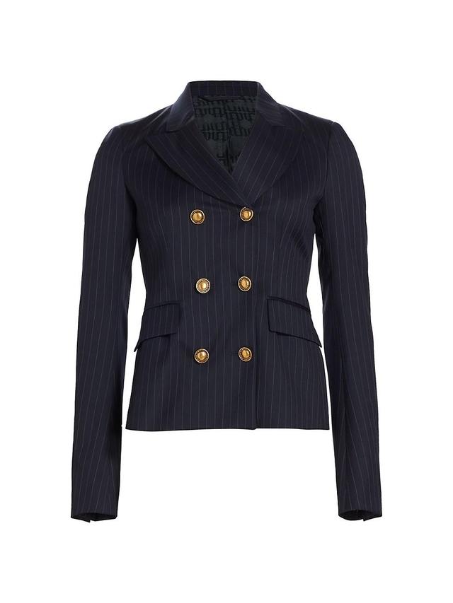 Womens Pinstripe Double-Breasted Blazer Product Image