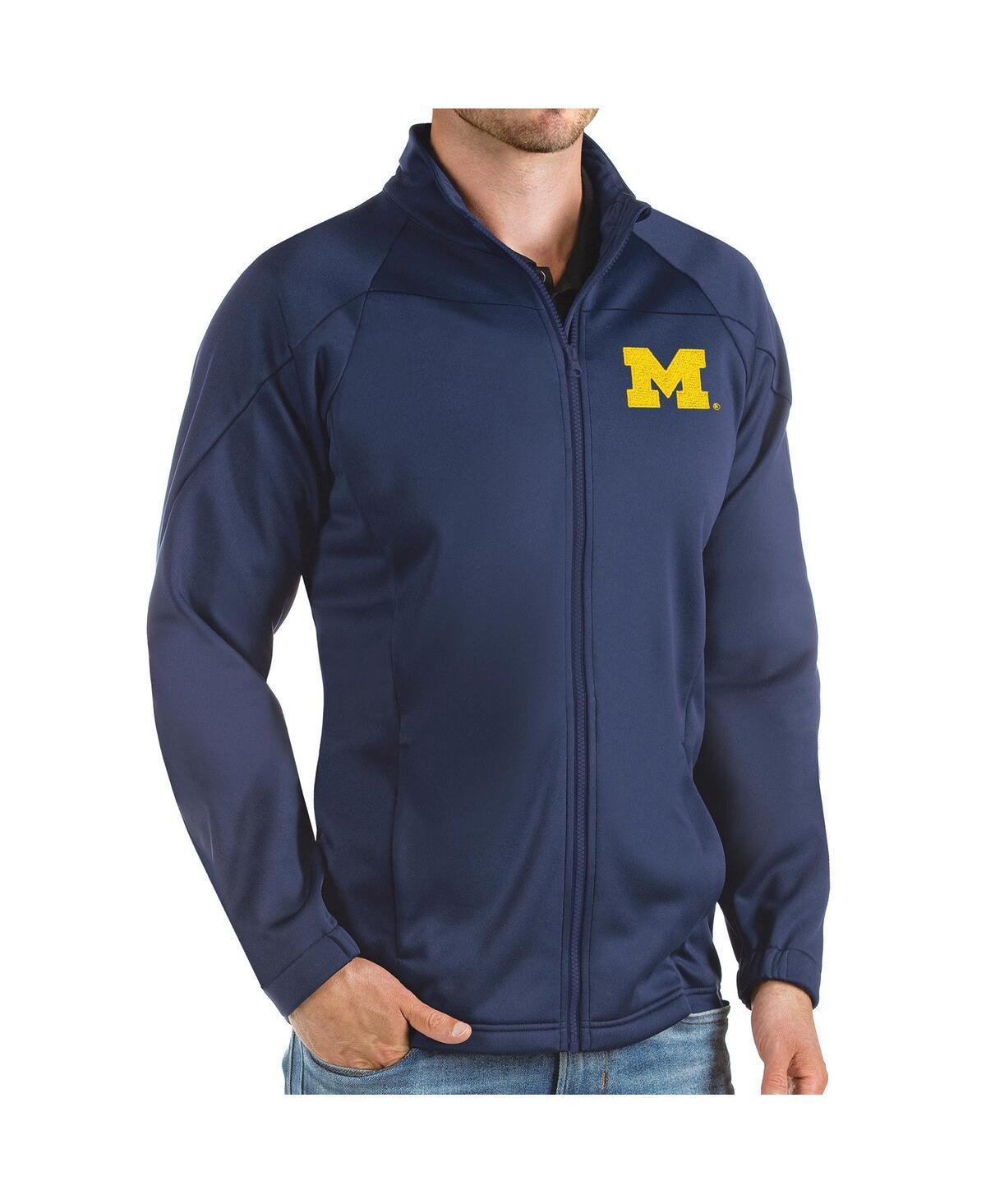 Antigua Mens Navy Michigan Wolverines Links Full-Zip Golf Jacket Product Image