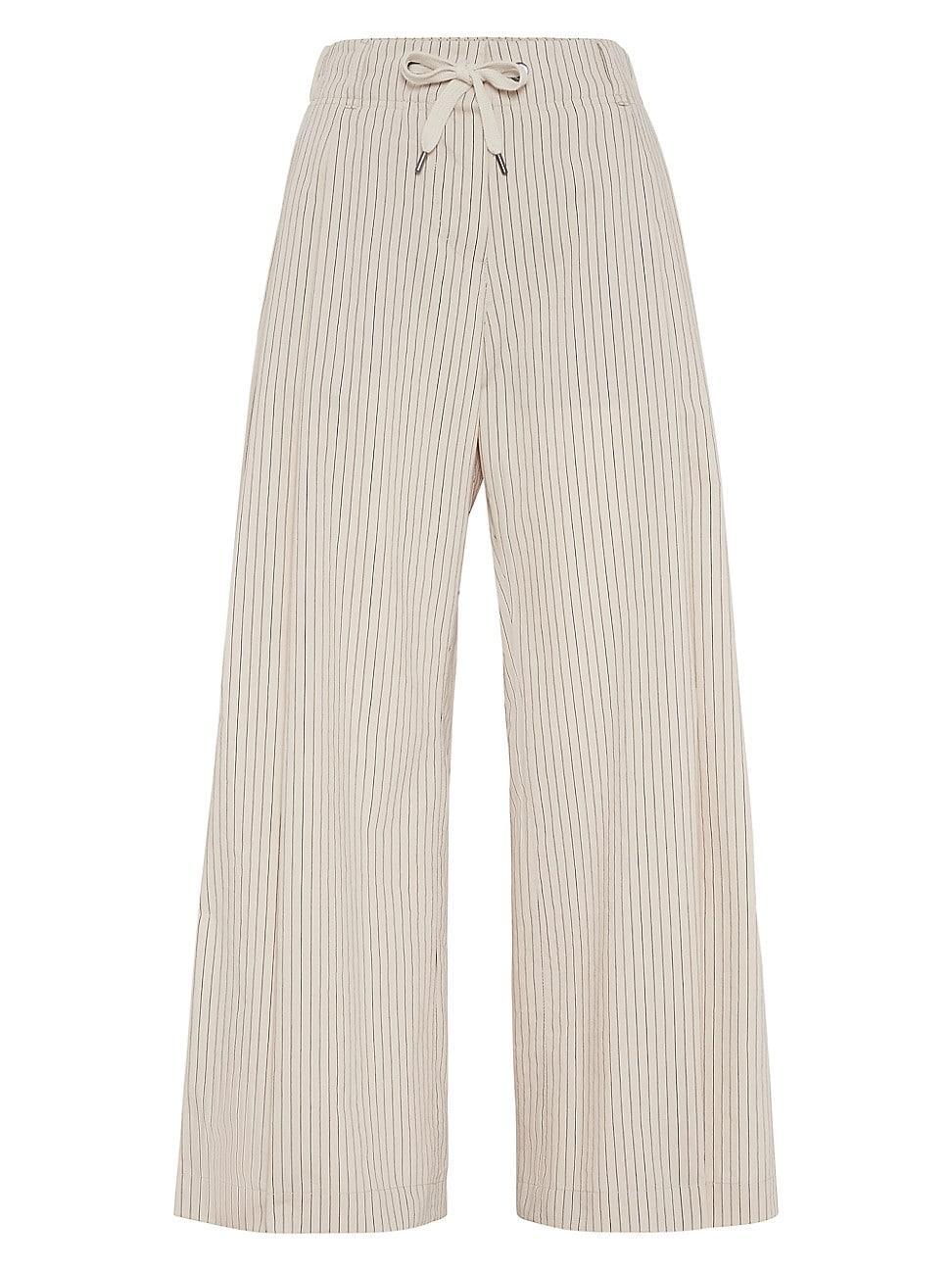 Womens Striped Techno Wrinkled Poplin Pleated Trousers product image