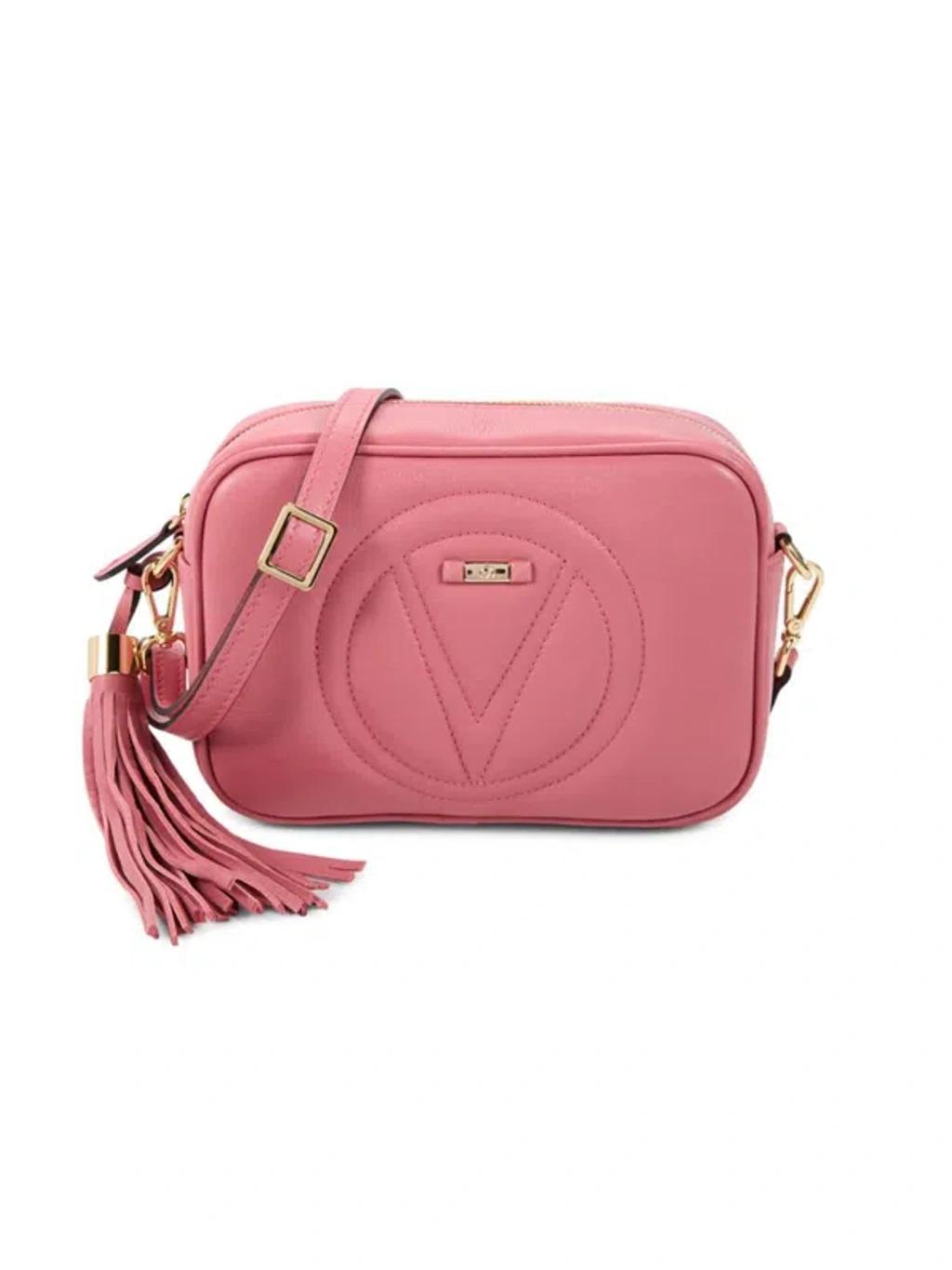 Mia Signature Leather Crossbody In Coral Pink Product Image