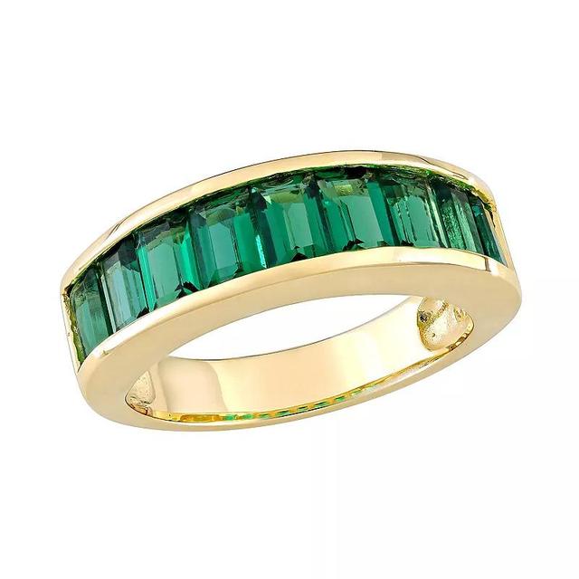 Stella Grace 18k Gold Over Silver Lab-Created Emerald Anniversary Band, Womens Sterling Product Image