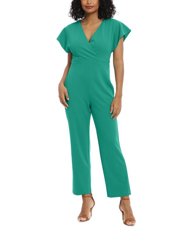 London Times Womens Batwing V-Neck Side-Pocket Jumpsuit Product Image