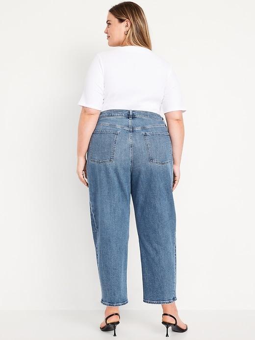 High-Waisted Barrel Ankle Jeans Product Image