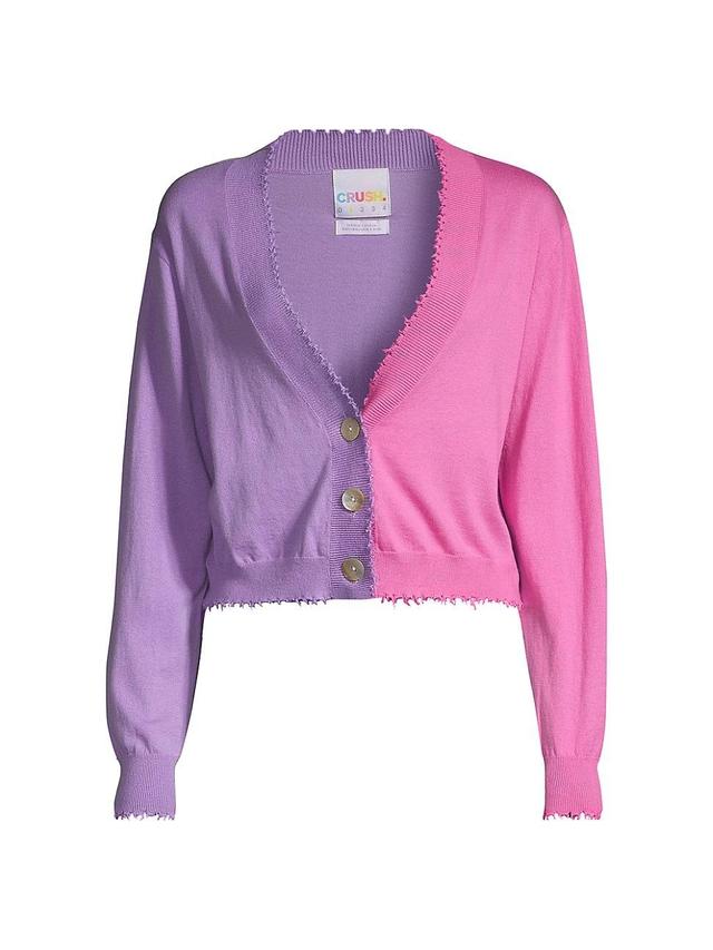 Womens Pop Jewel Two-Tone Cropped Cardigan Product Image