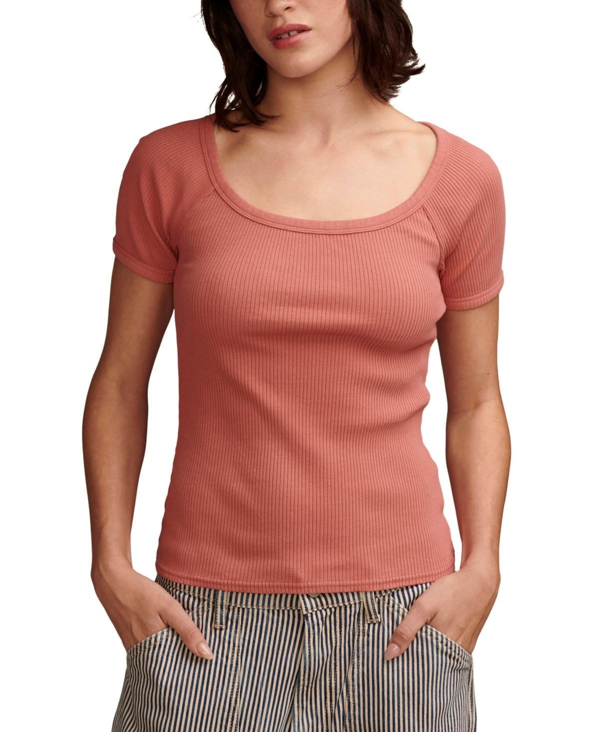 Women's Short-Sleeve Rib-Knit Top Product Image