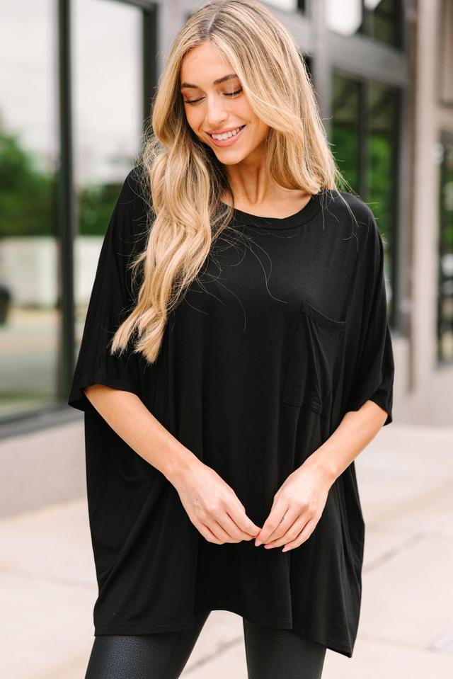 On Your Time Black Oversized Top Female Product Image