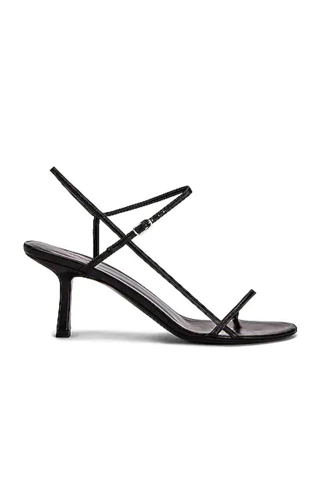 THE ROW Bare Mid-heel Leather Slingback Sandals In Black Product Image