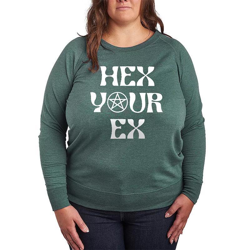 Plus Size Hex Your Ex Lightweight French Terry Sweatshirt, Womens Grey Blue Product Image