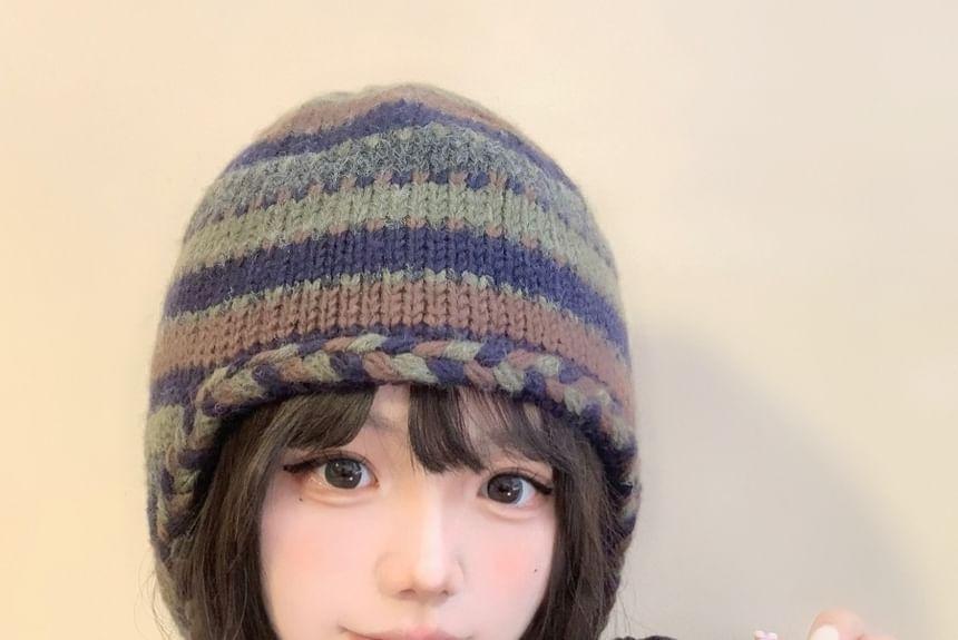 Striped Knit Trapper Hat Product Image