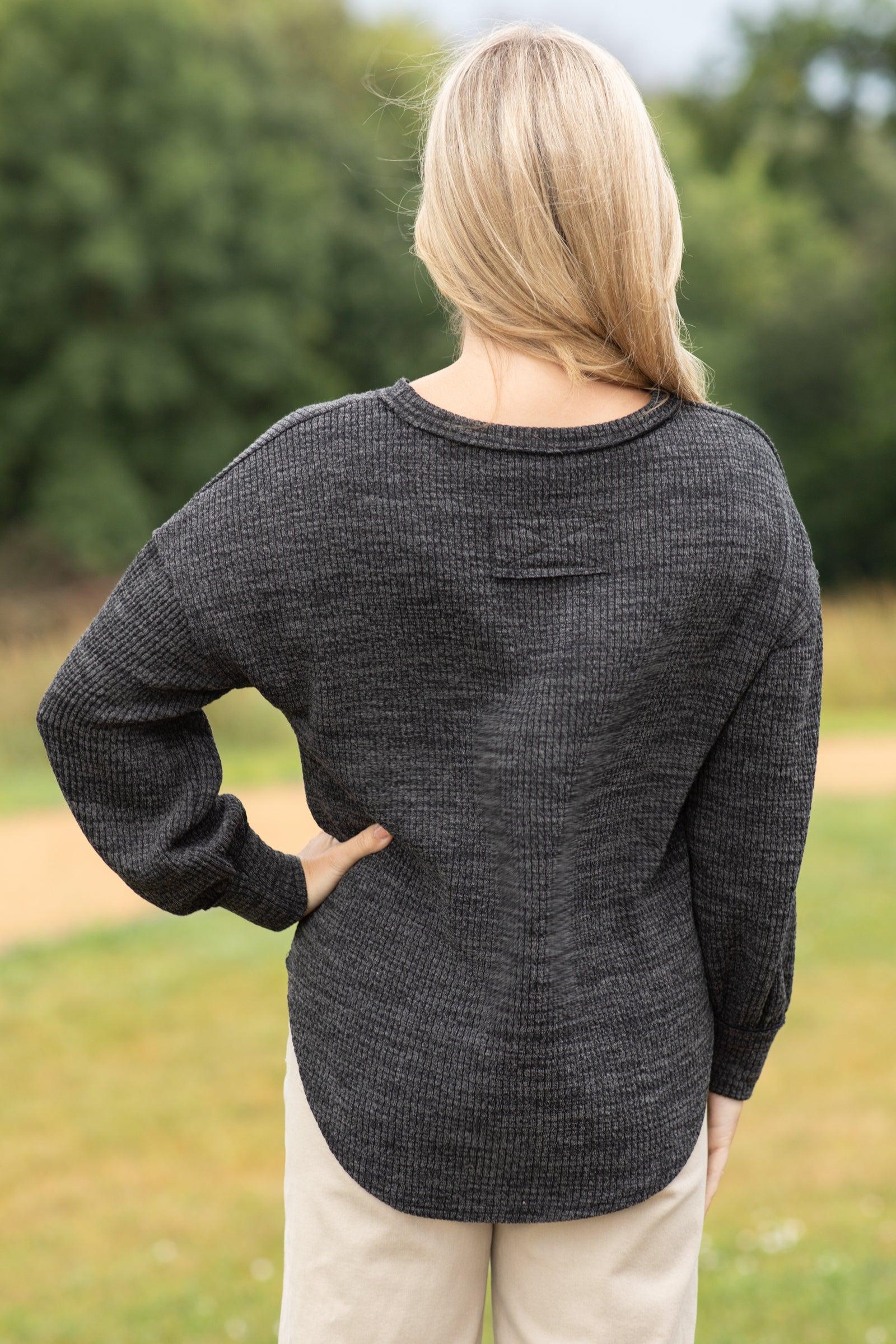 Drop Shoulder Long Sleeve Knit Top Product Image