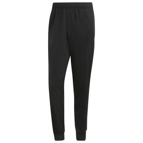 adidas Mens Essentials Warm-Up Tapered 3-Stripes Track Pants - Black/Black Product Image