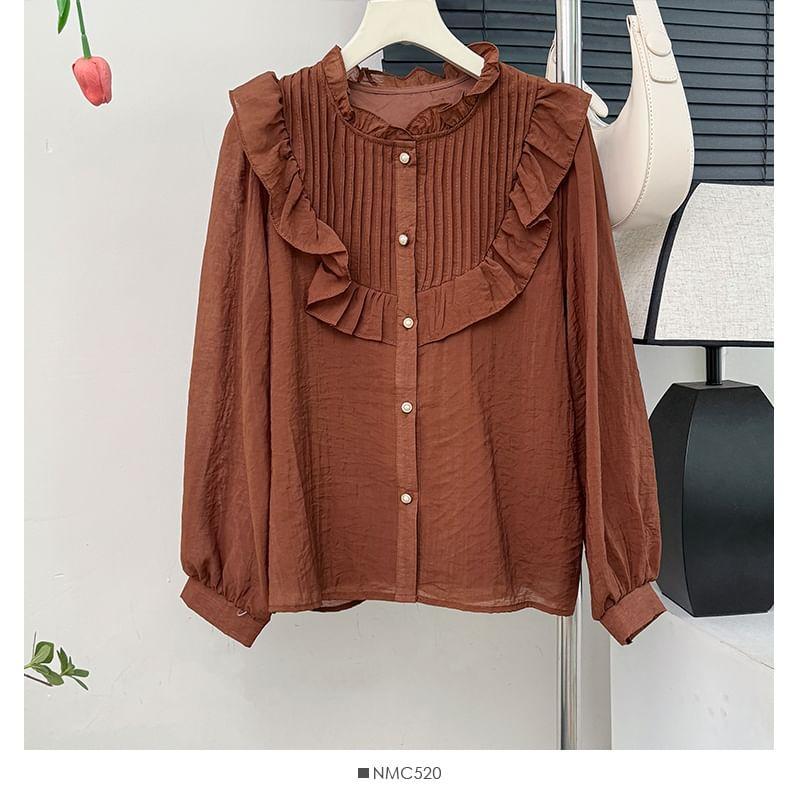 Ruffled Pleated Loose Shirt Product Image