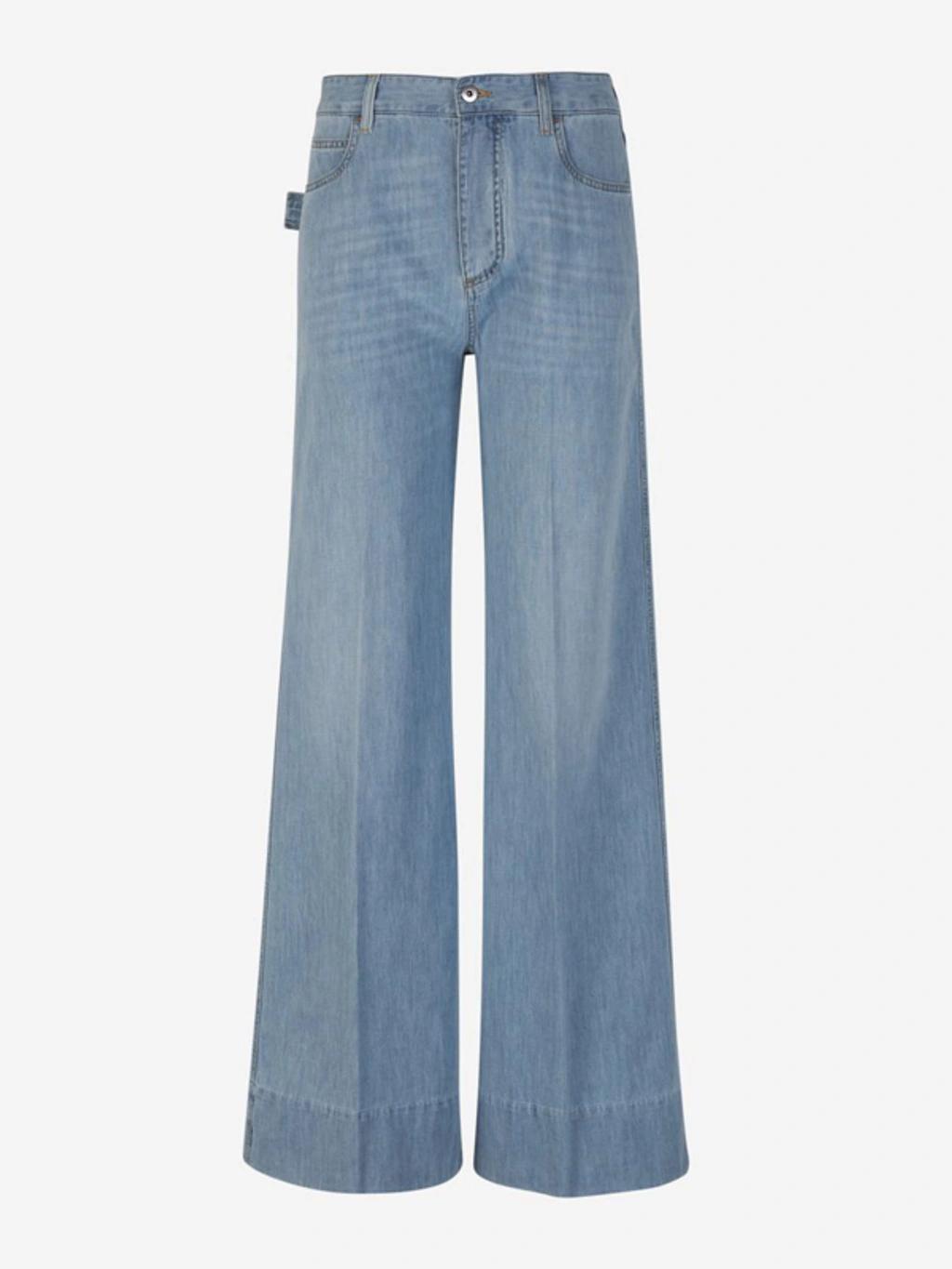 Wide Leg Denim Pants In Blau Denim product image