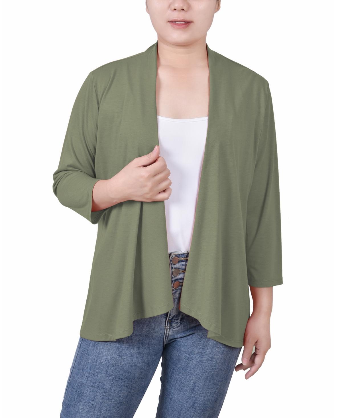 Ny Collection Womens Solid 3/4 Sleeve Cardigan Product Image