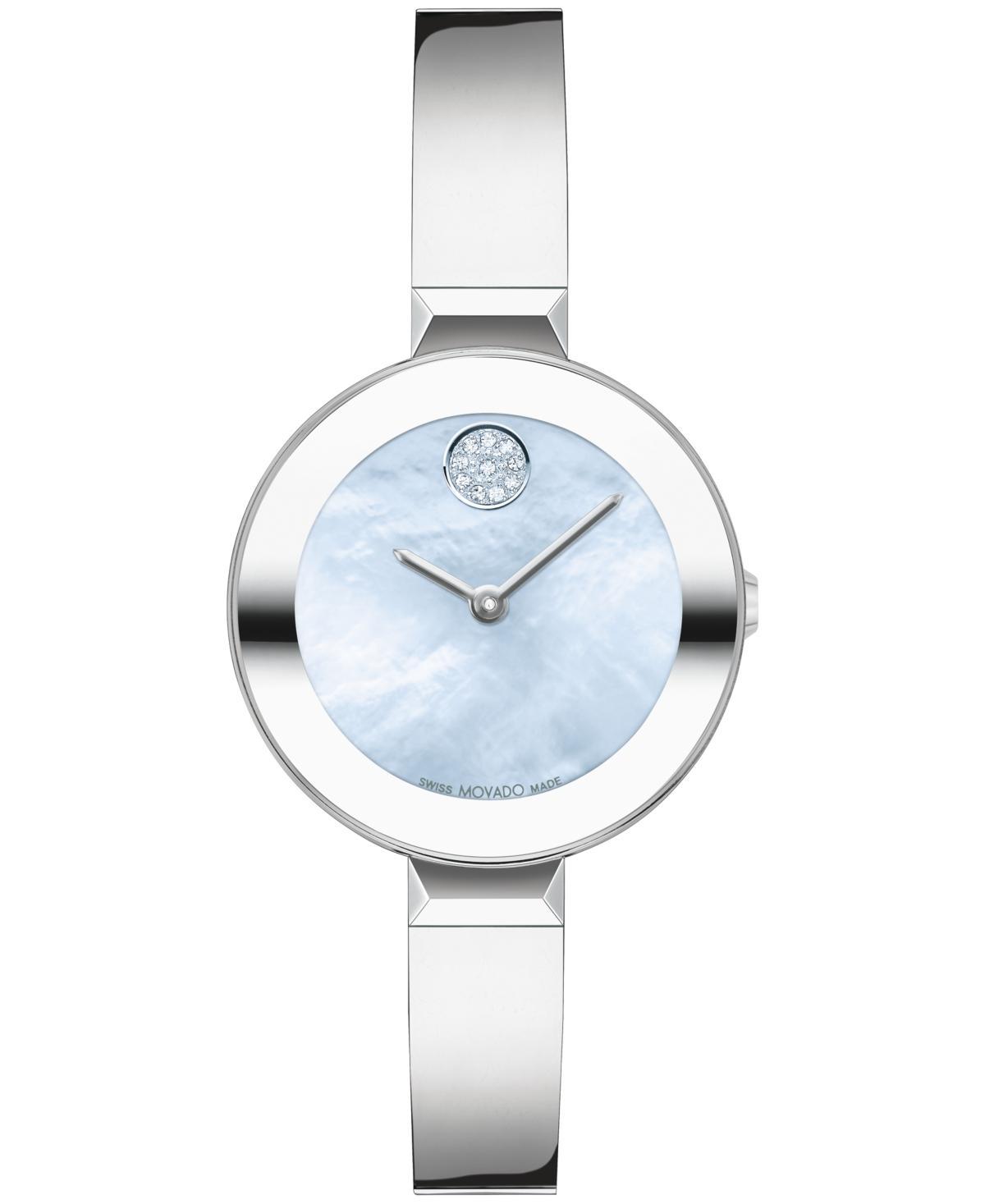 Movado Women's Bold Bangles Swiss Quartz Silver-Tone Stainless Steel Watch 28mm - Silver-Tone Product Image