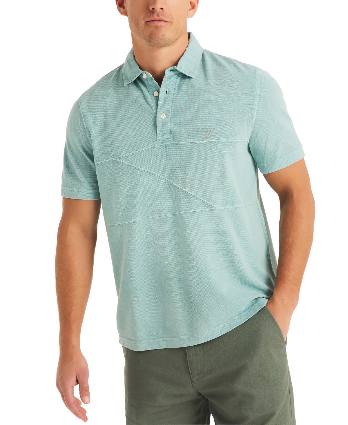 Nautica Mens Textured Pieced Pique Short Sleeve Polo Shirt Product Image