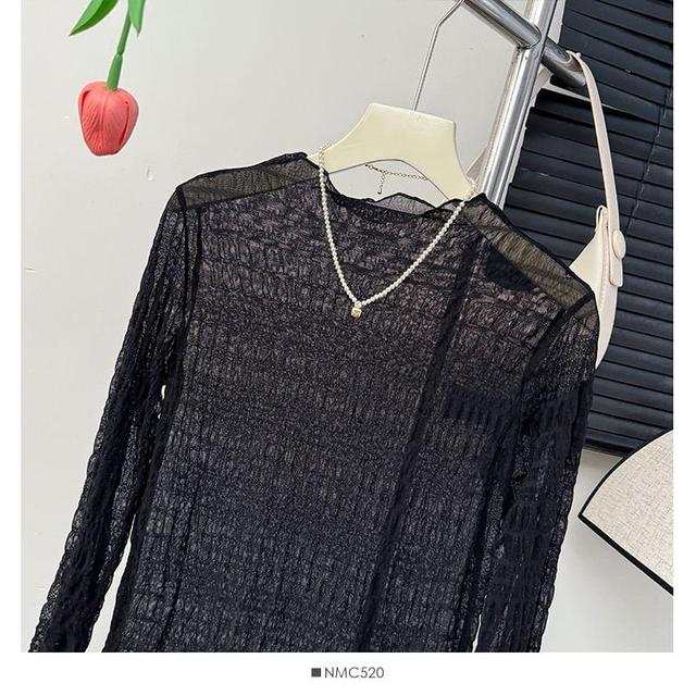 Mock-Neck Sheer Lace Top Product Image