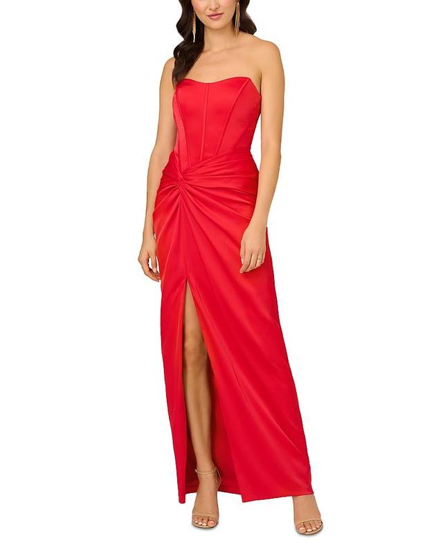 Liv Foster Satin Strapless Draped Column Gown Product Image