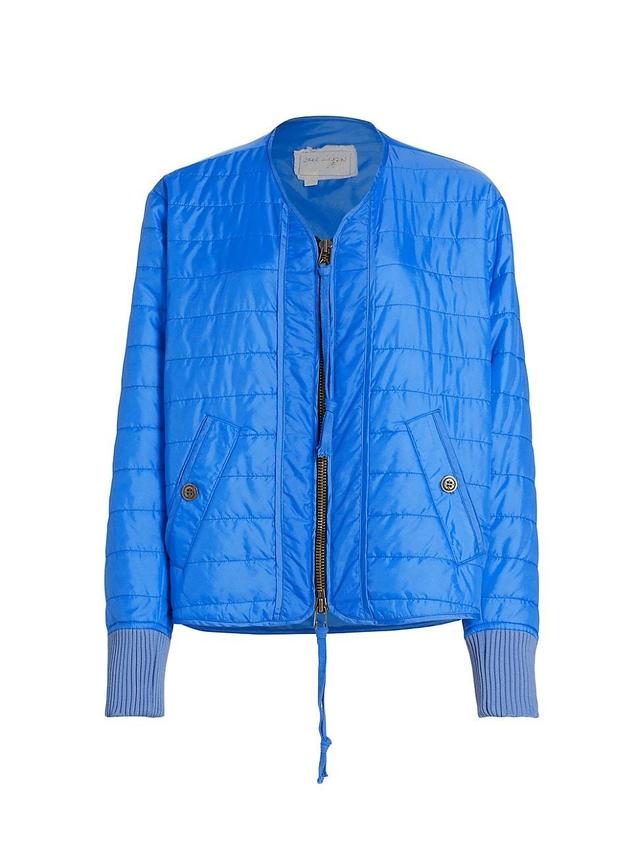 Womens Blue Nylon Quilted Jacket Product Image