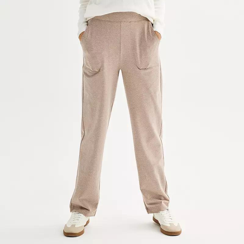 Womens Croft & Barrow Knit Essential Straight Leg Pants Medium Path Grey Product Image