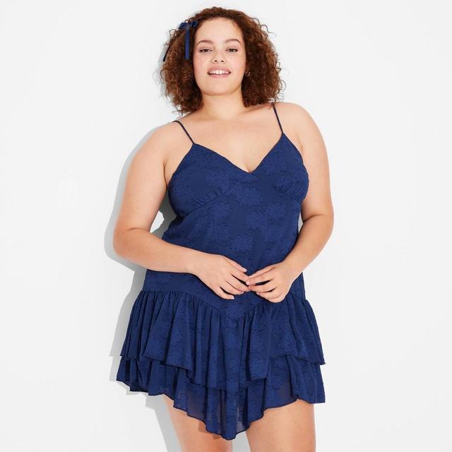 Womens Game Day Ruffle Mini Skater Dress - Wild Fable Navy 2X Product Image