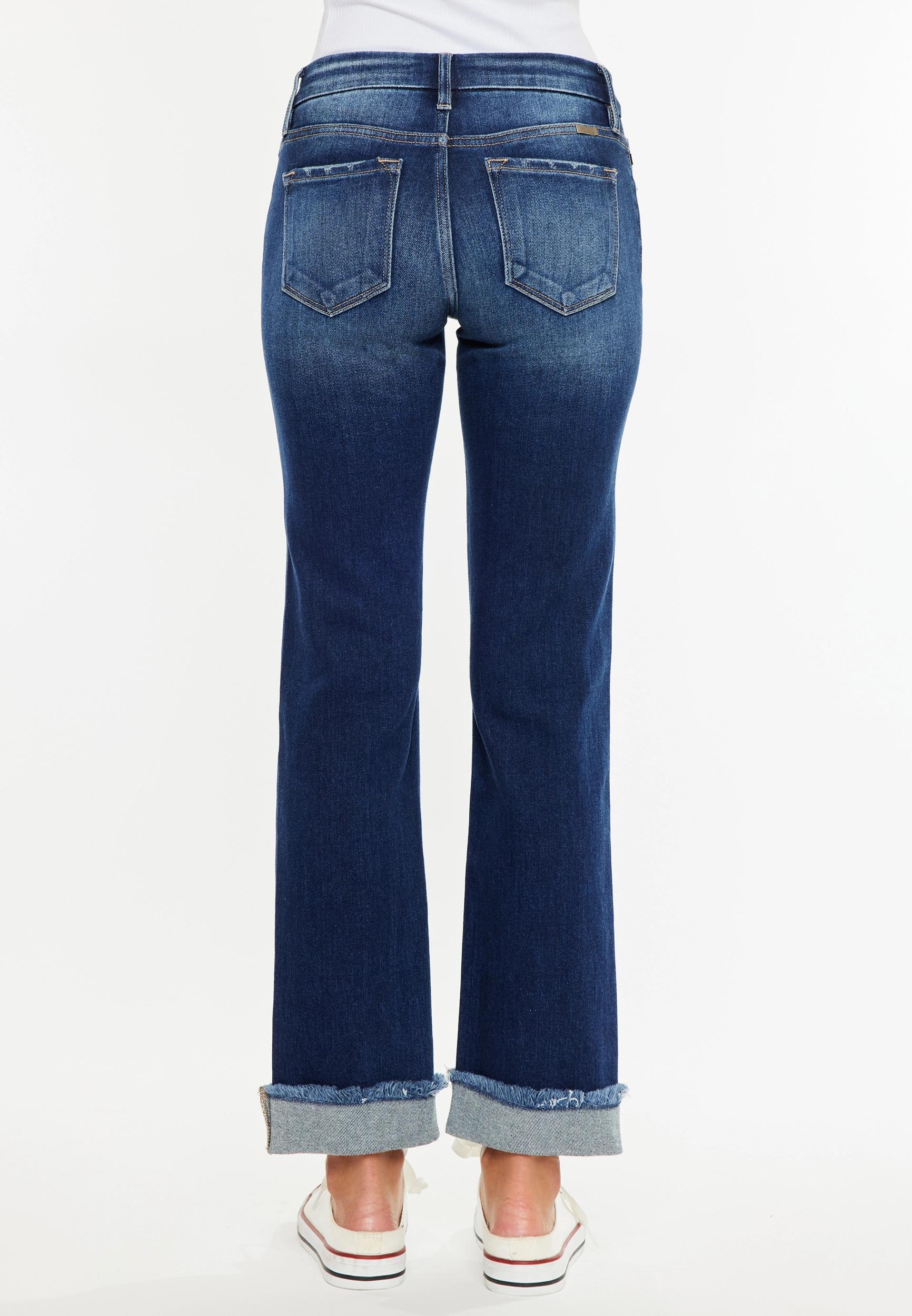 KanCan™ Mid Rise Frayed Cuff Straight Jean Product Image