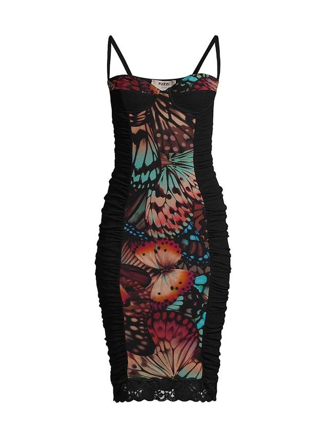 Womens Abito Butterfly-Print Mesh Dress Product Image