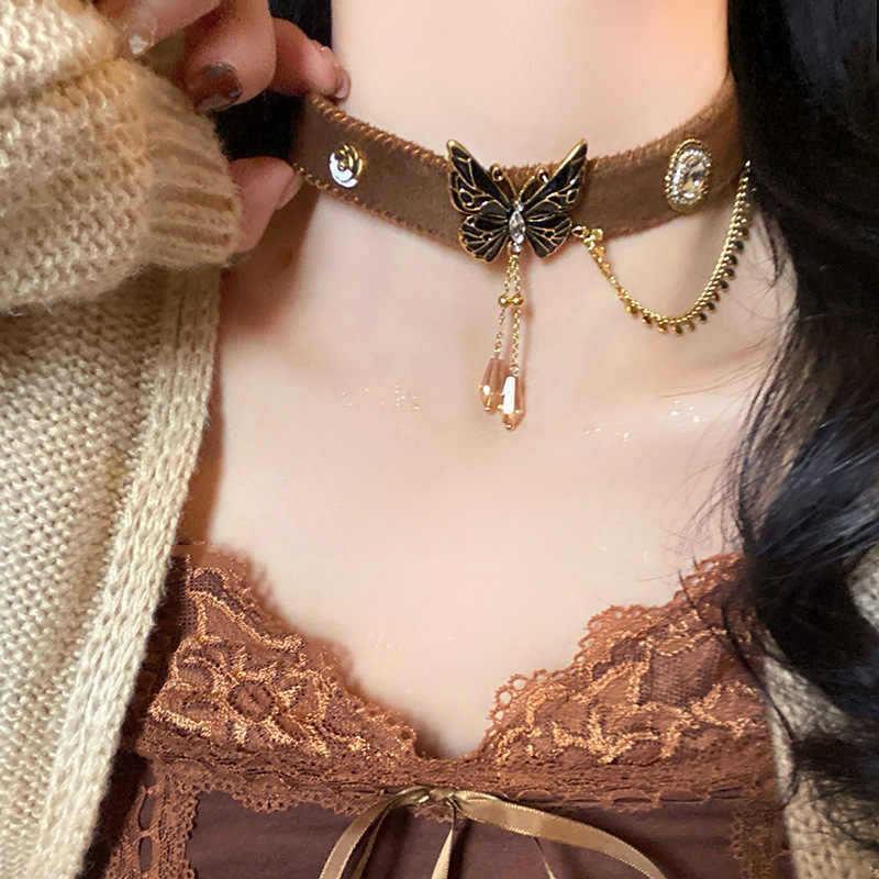 Butterfly Faux Crystal Alloy Faux Leather Choker Product Image