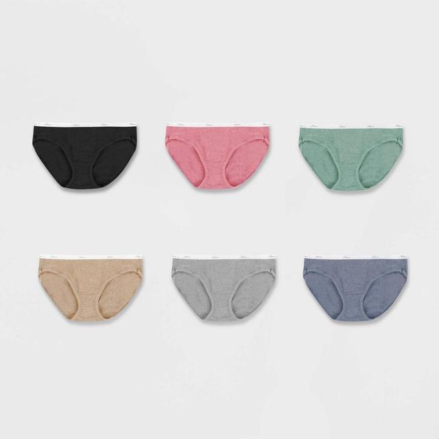 Hanes Womens 6pk Cotton Ribbed Heather Hipster Underwear - Colors May Vary Product Image