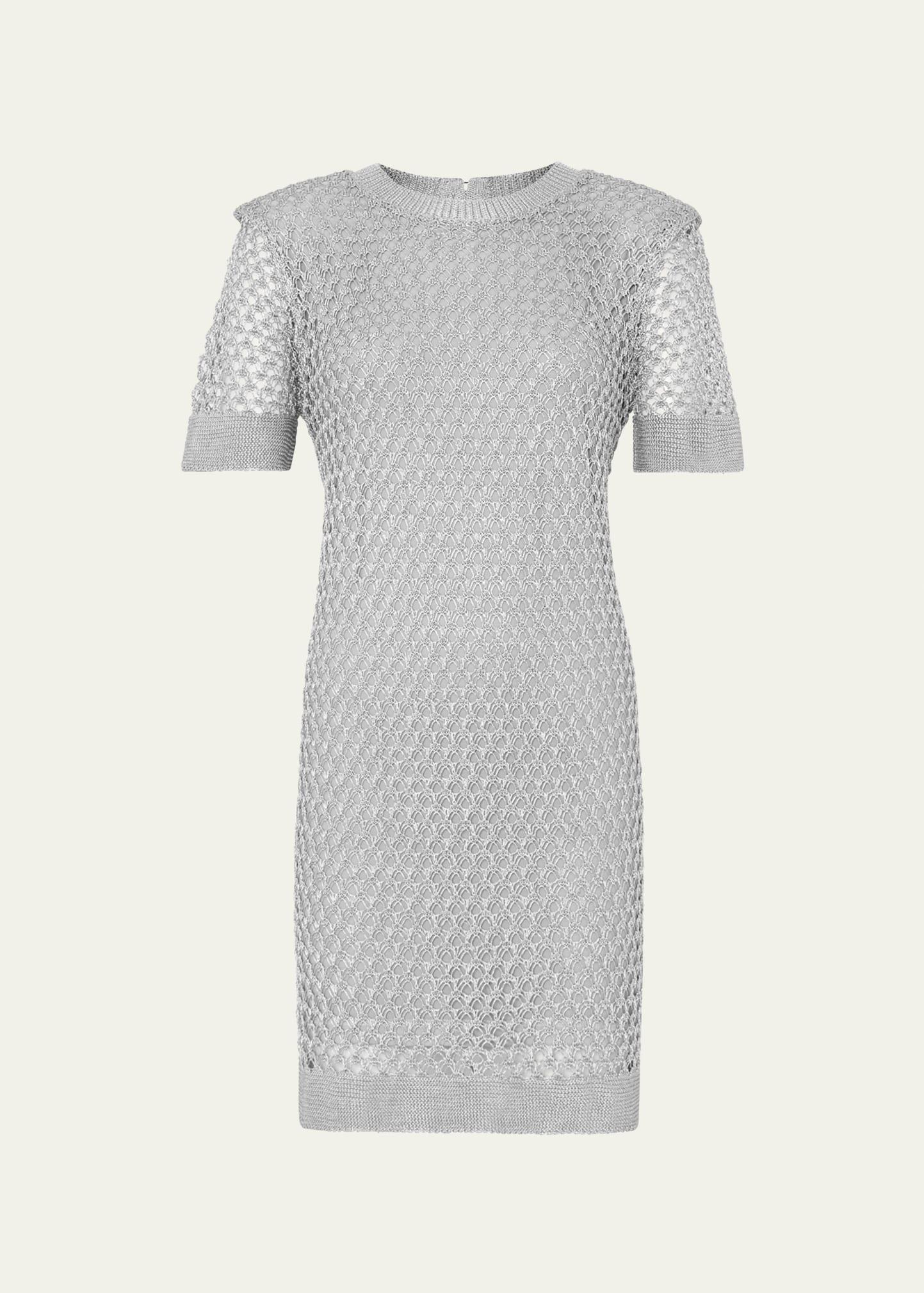 Womens Sinclair Metallic Crochet Short-Sleeve Minidress Product Image