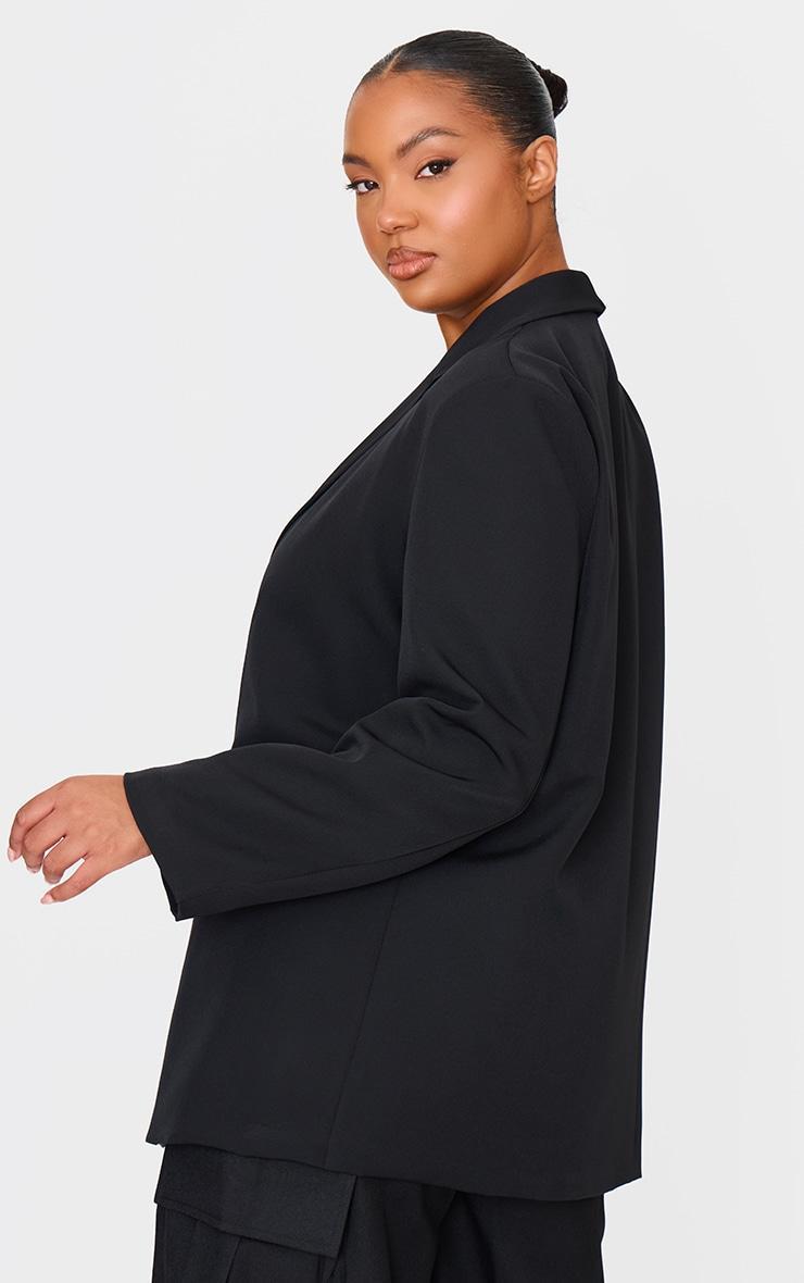 Plus Black Oversized Button Up Blazer Product Image