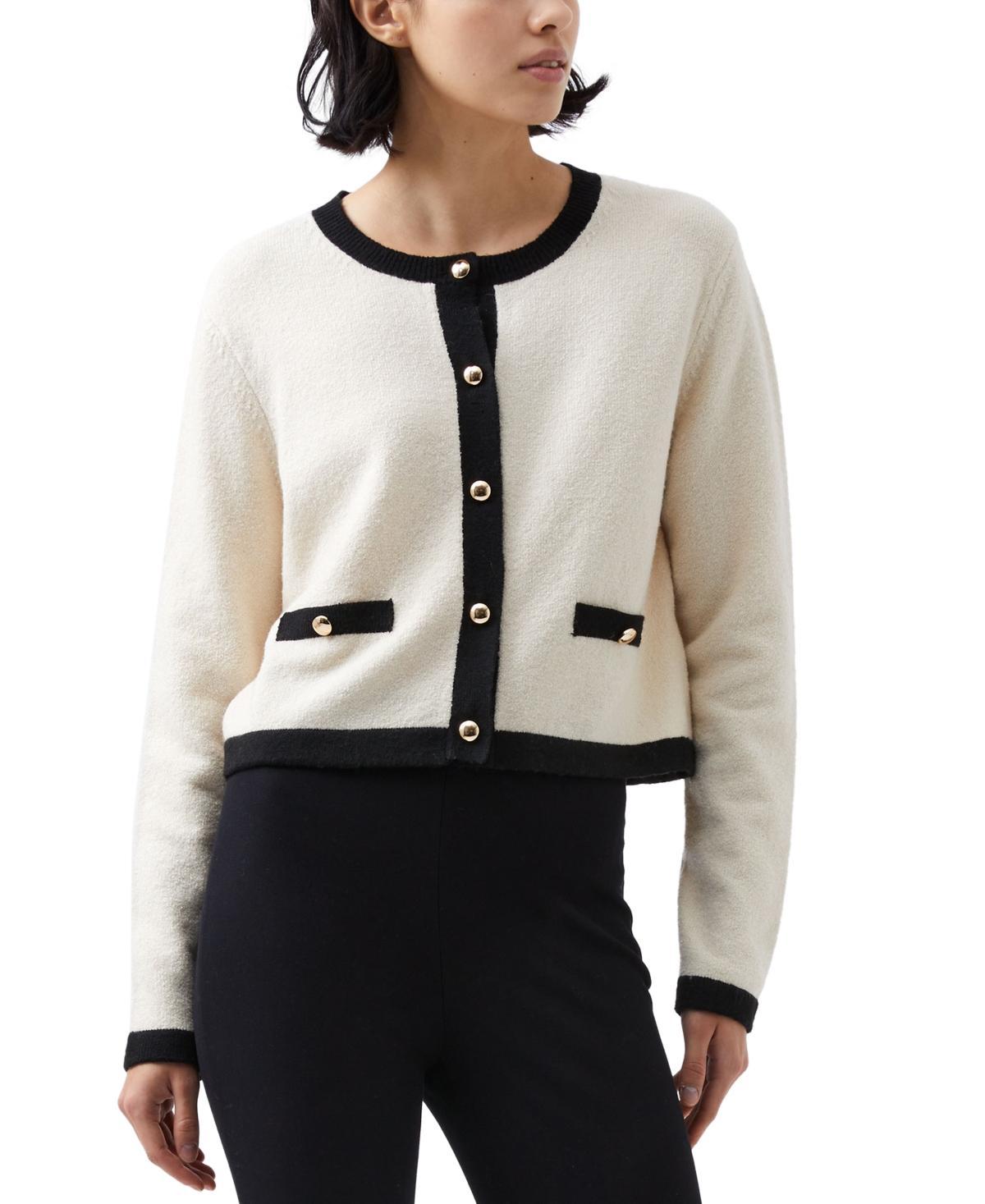 French Connection Womens Vhari Contrast-Trim Button-Up Cardigan Sweater Product Image