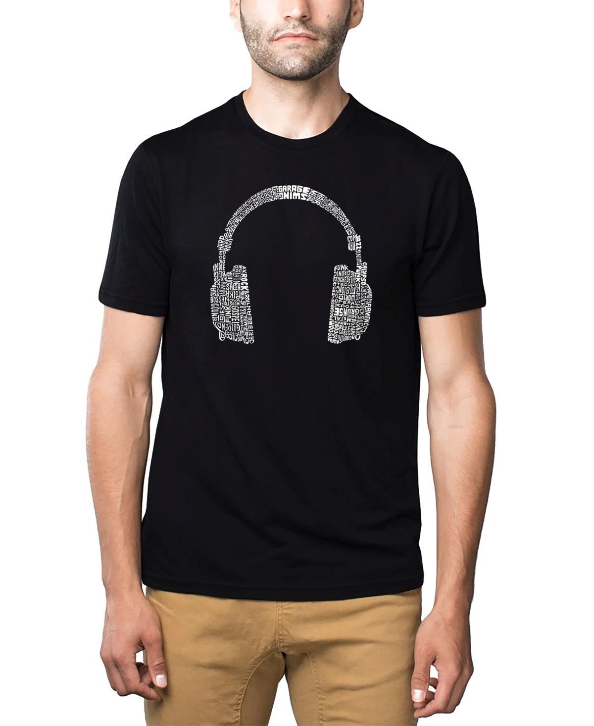 La Pop Art Mens Premium Blend Word Art T-Shirt - Headphones - Music Genres Product Image