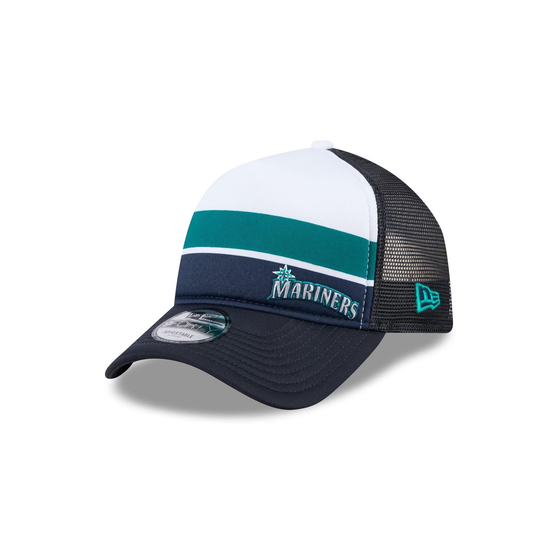 Seattle Mariners Color Block 9FORTY A-Frame Trucker Snapback Hat Male Product Image