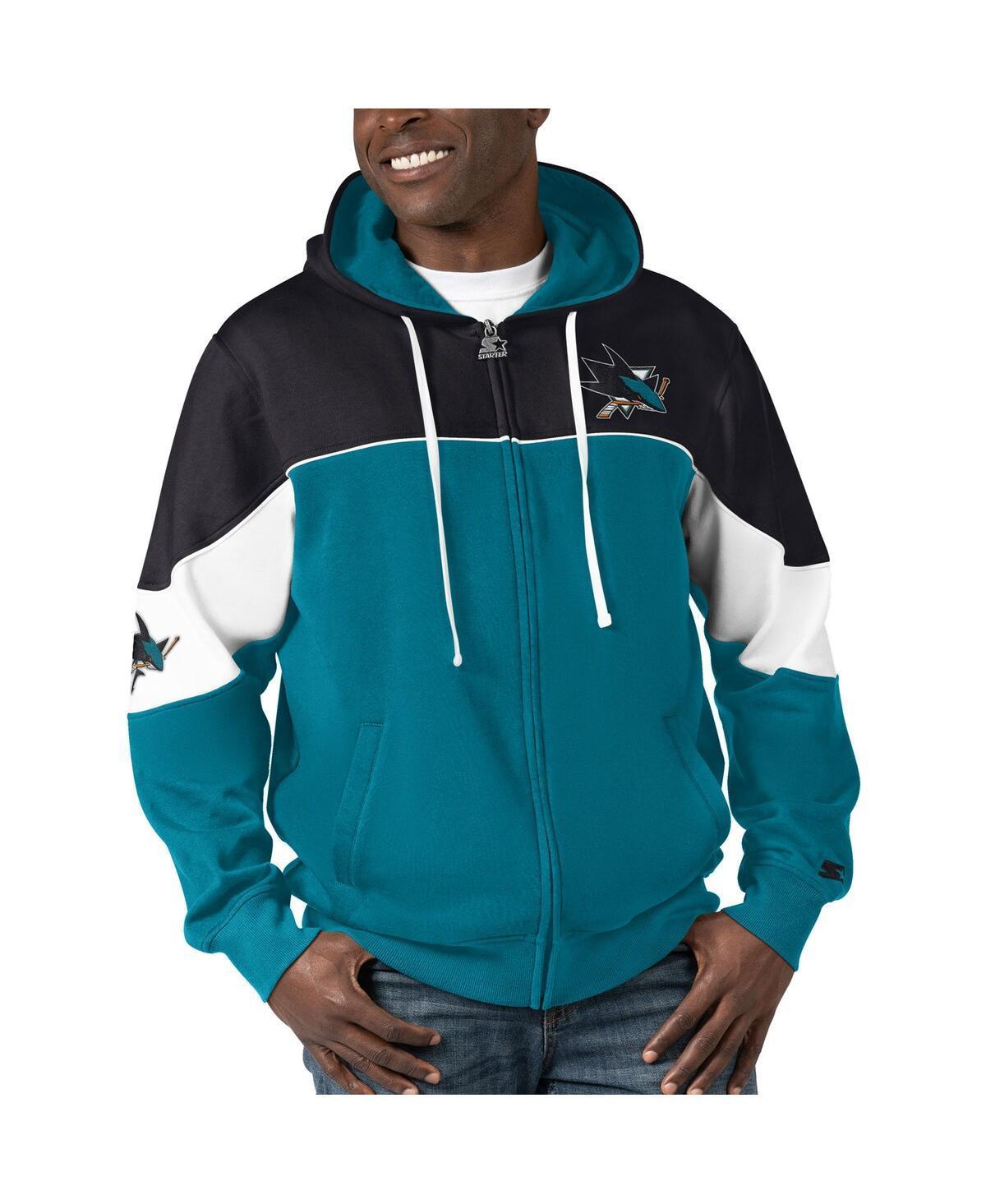 Mens Starter Teal San Jose Sharks Power Forward Full-Zip Hoodie - Teal Product Image