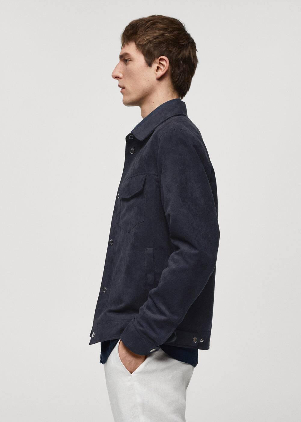 MANGO MAN - Suede-effect jacket with pockets dark navyMen Product Image