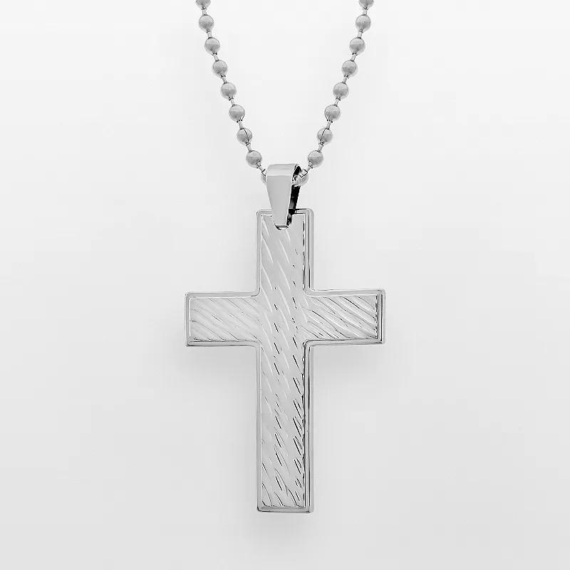 LYNX Stainless Steel Cross Pendant - Men, Mens Silver Product Image