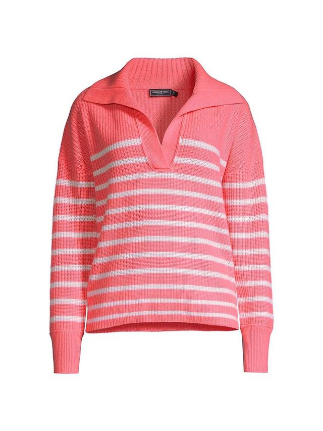 Womens Striped Rib-Knit Cashmere Sweater Product Image