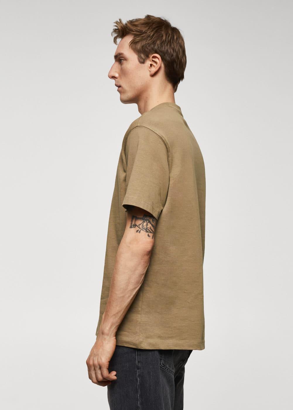 MANGO MAN - Basic 100% cotton relaxed-fit t-shirt medium brownMen Product Image