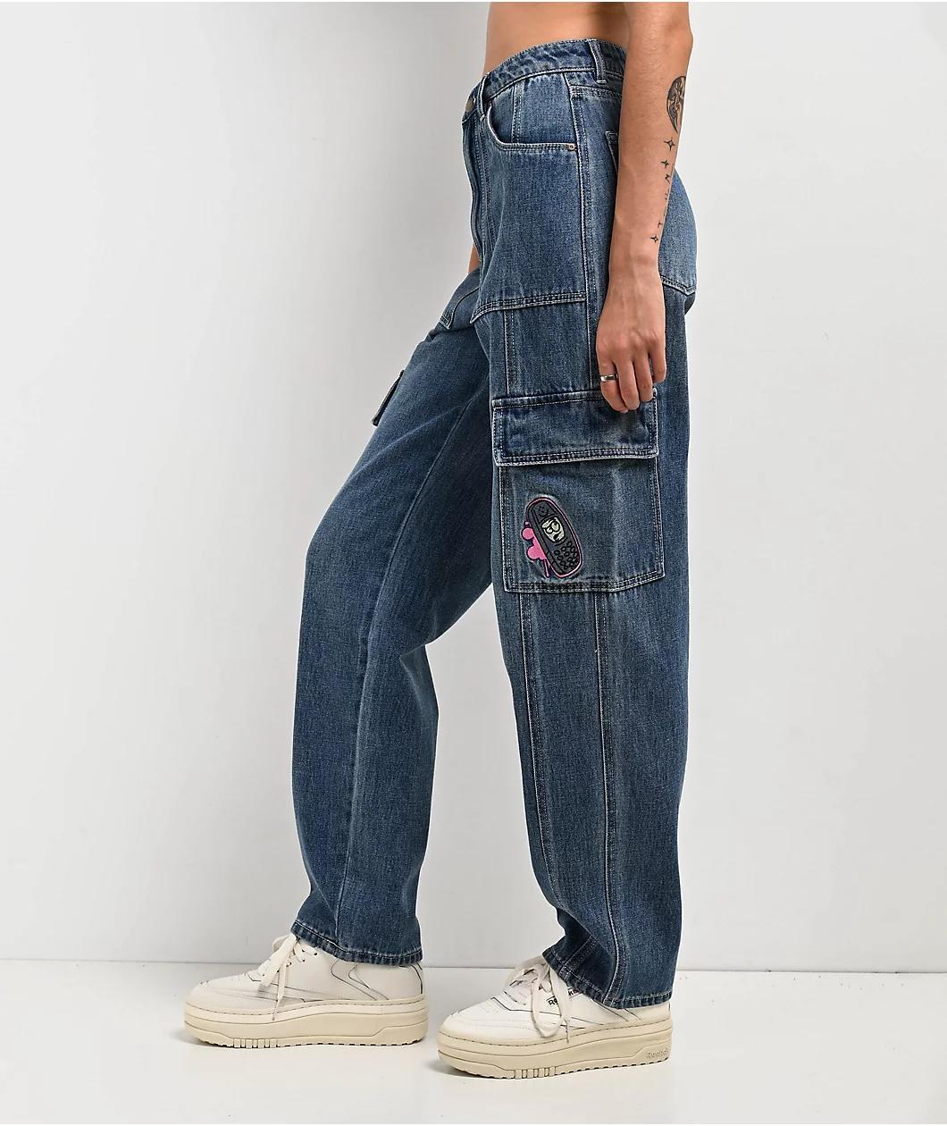 Empyre Tori Porkchop Pocket Blue Cargo Skate Jeans Product Image