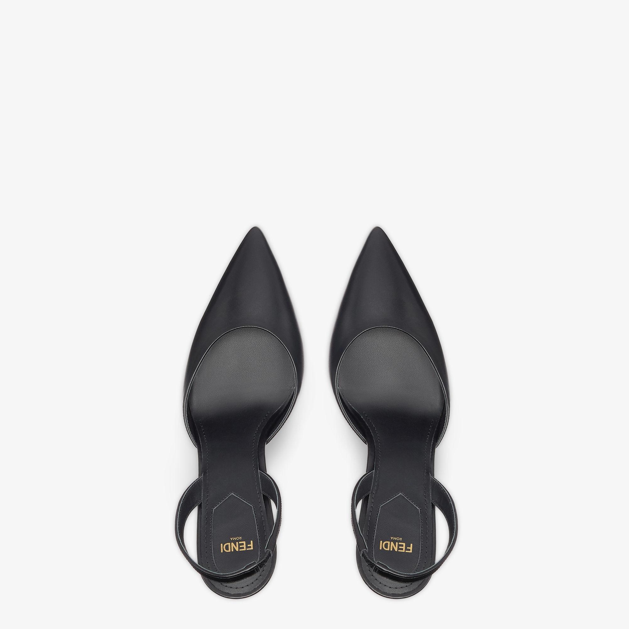 Fendi FirstBlack leather high-heeled slingbacks Product Image